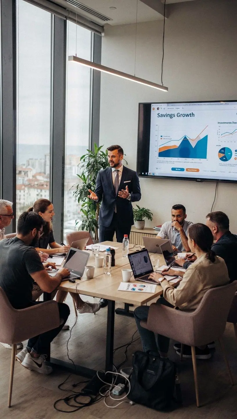 Книга за управление на личните финанси, поставена на маса с чашка кафе до нея.